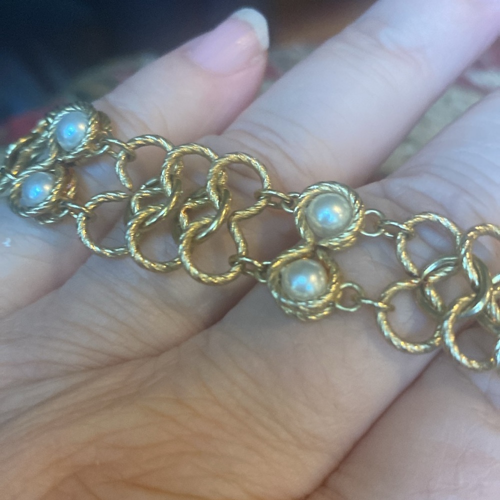 Vintage Goldette Bracelet With Safety Chain (Kk)